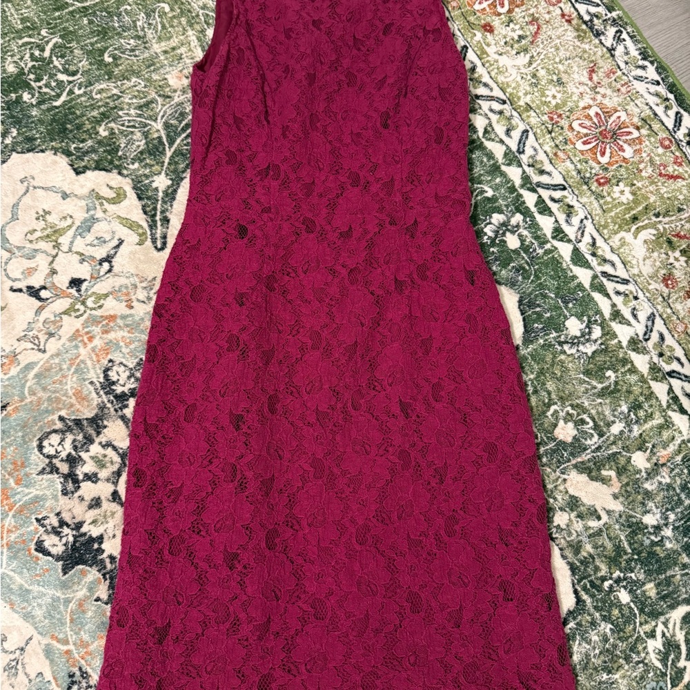Banana Republic Sleeveless Lace Midi Dress in Rich Burgundy
